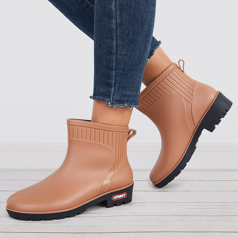 Wide Calf Rain Boots Waterproof Solid Color Outdoor Shoes