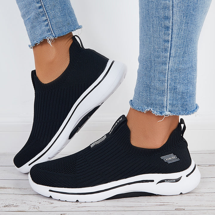 Lightweight Knit Sneakers Slip on Walking Running Shoes