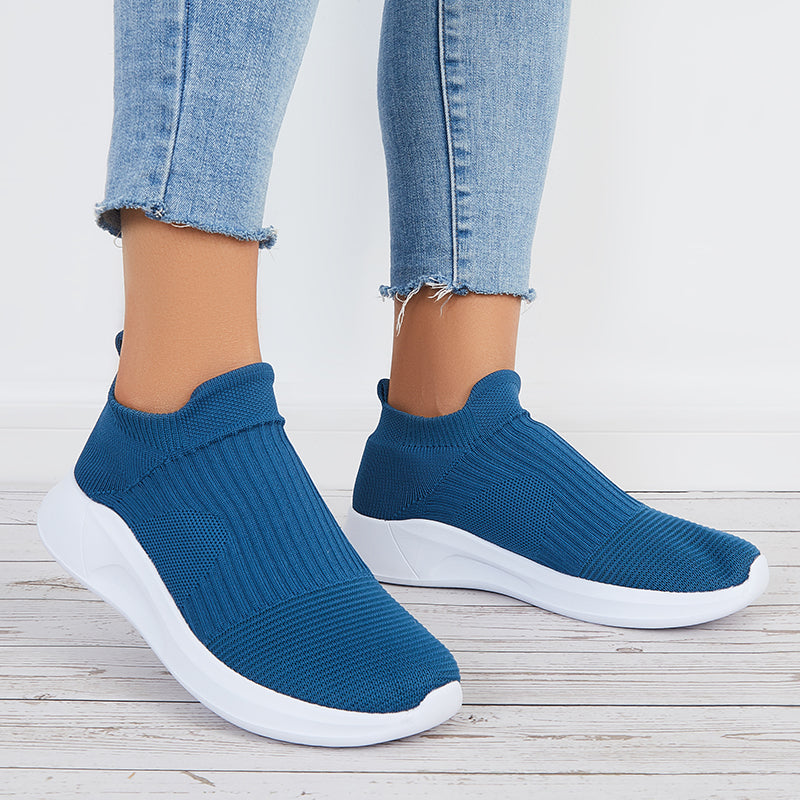 Knit High Top Sock Sneakers Lightweight Woven Walking Shoes