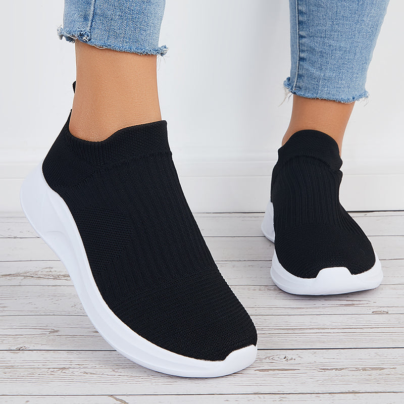 Knit High Top Sock Sneakers Lightweight Woven Walking Shoes