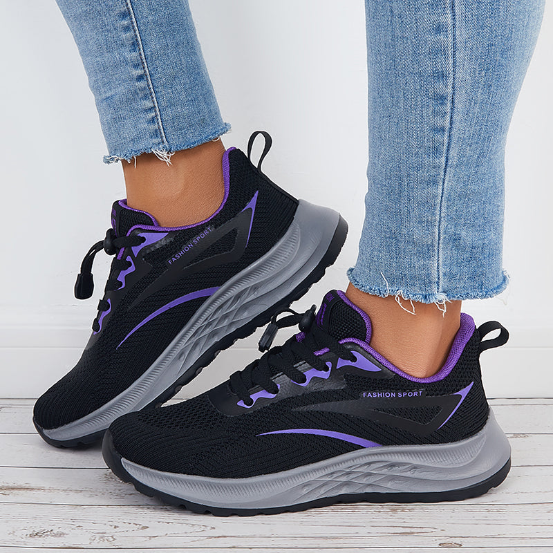 Breathable Sneakers Lace Up Walking Running Shoes