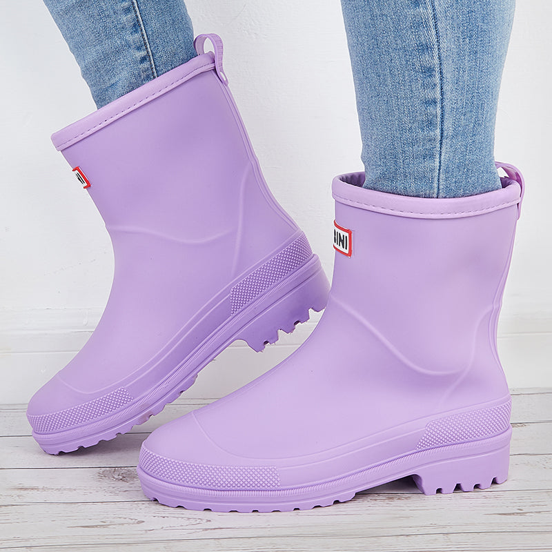 Women Mid Calf Rain Boots Waterproof Garden Outdoor Shoes