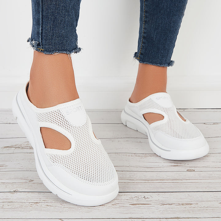 Slip On Platform Mesh Walking Shoes Half Drag Slide Sneakers