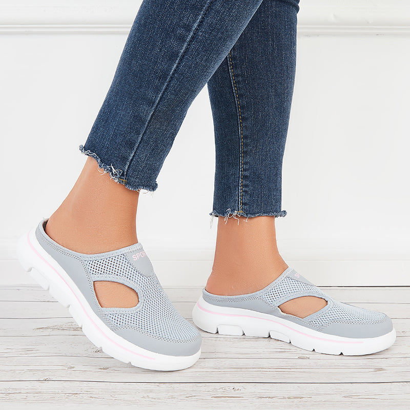 Slip On Platform Mesh Walking Shoes Half Drag Slide Sneakers