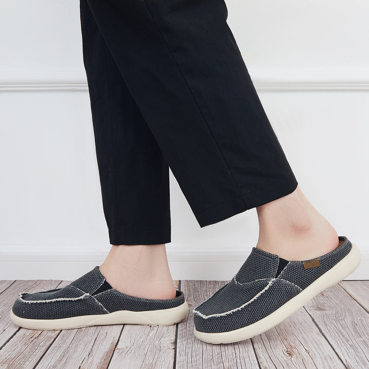 Men's Flat Mules Half Drag Sneakers Sllip on Walking Shoes