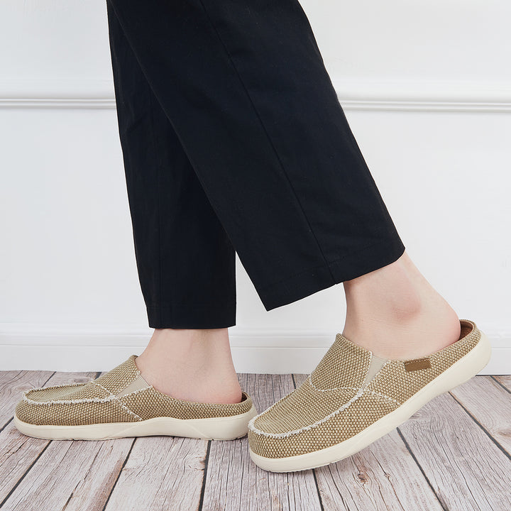Men's Flat Mules Half Drag Sneakers Sllip on Walking Shoes