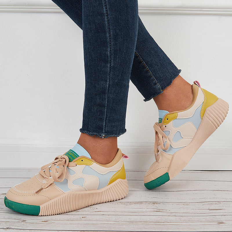 Lace Up Sneakers Casual Platform Walking Shoes