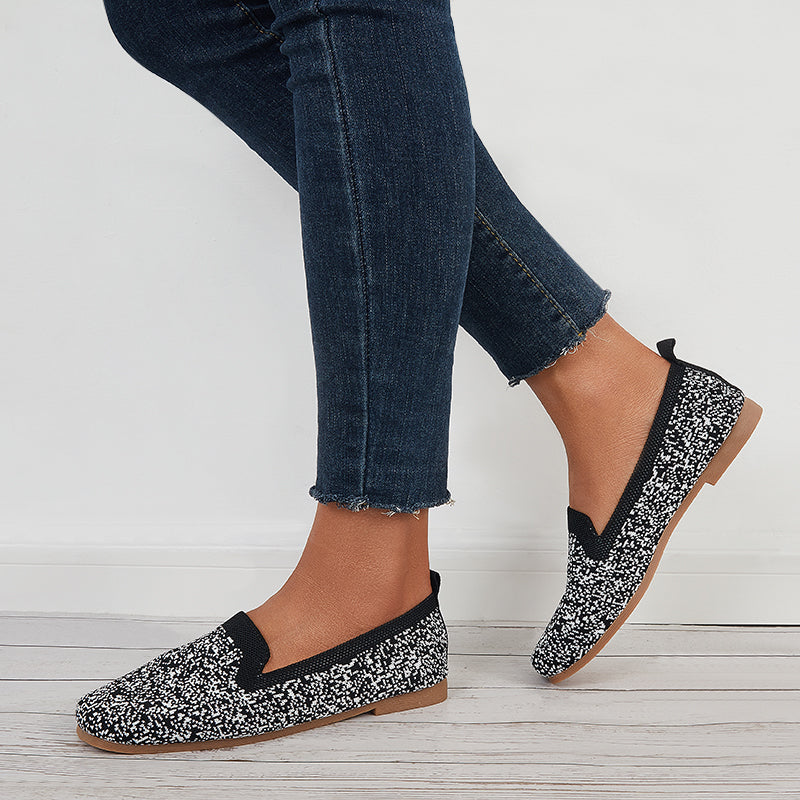 Soft Knit Slip on Flat Shoes Breathable Mesh Loafers