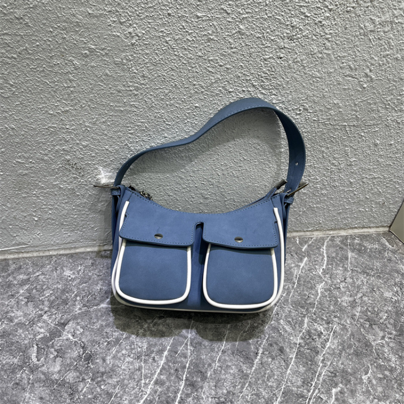 Trendy Color Contrast Handbag Vintage Zipper Messenger Bag Casual Versatile Shoulder Bag