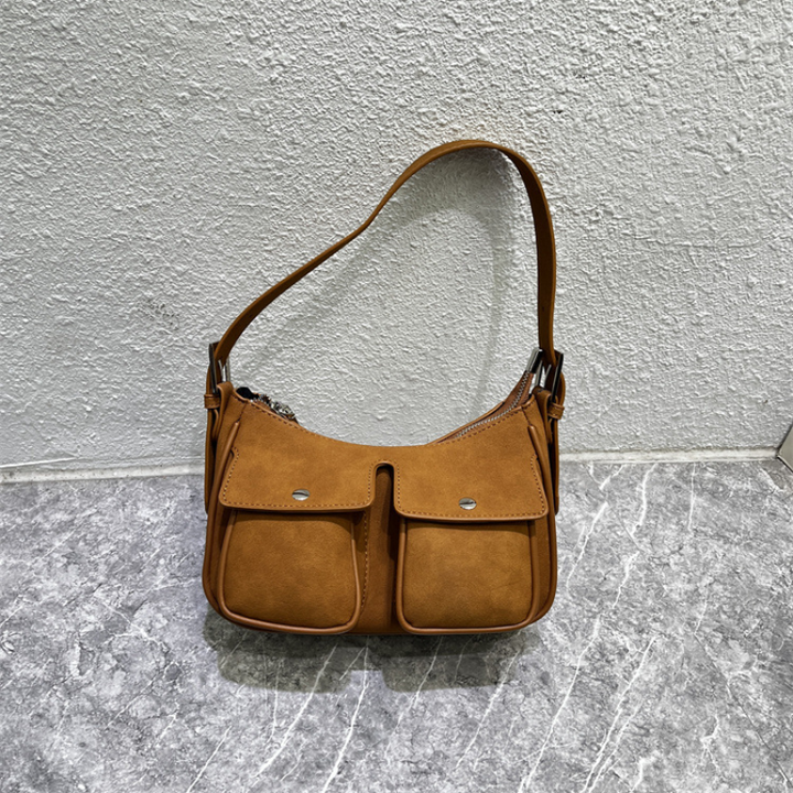 Trendy Color Contrast Handbag Vintage Zipper Messenger Bag Casual Versatile Shoulder Bag