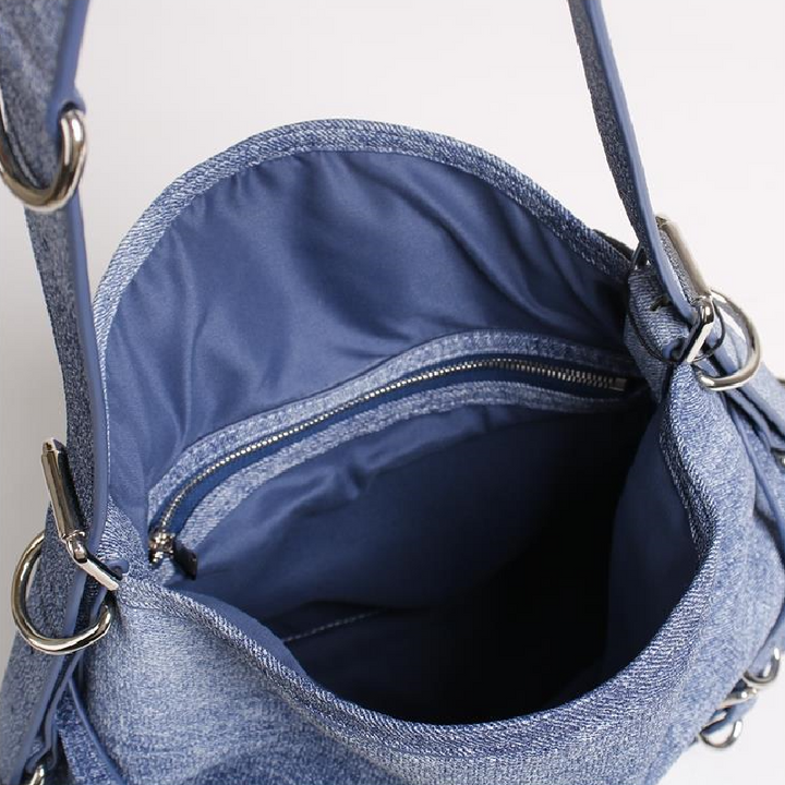 Vintage Large Capacity Washed Denim Shoulder Bag Casual Hobo Bag Retro Tote Bag