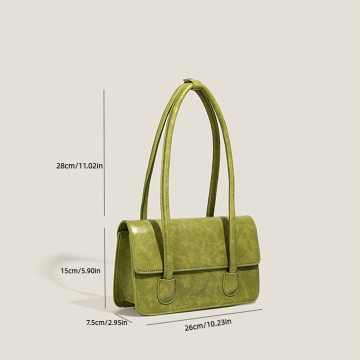 Versatile Faux Leather Underarm Bag Solid Color Shoulder Bag Flap Trendy Handbag