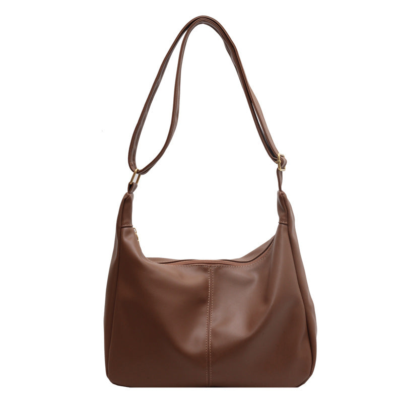 Minimalist Vegan Crossbody Bag Solid Color Simple Hobo Bag Large Capacity Shoulder Bag