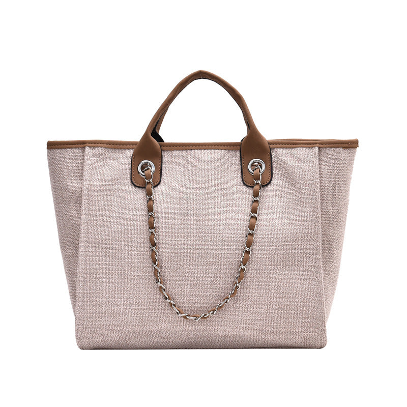 Simple Canvas Tote Bag Large Capacity Shoulder Bag Casual Handbag For Travel Shopping