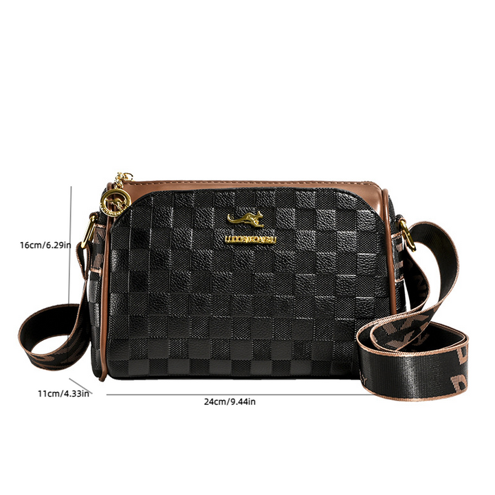 Retro Plaid Embossed Crossbody Bag Small PU Leather Pillow Bag Shoulder Purse With Zipper