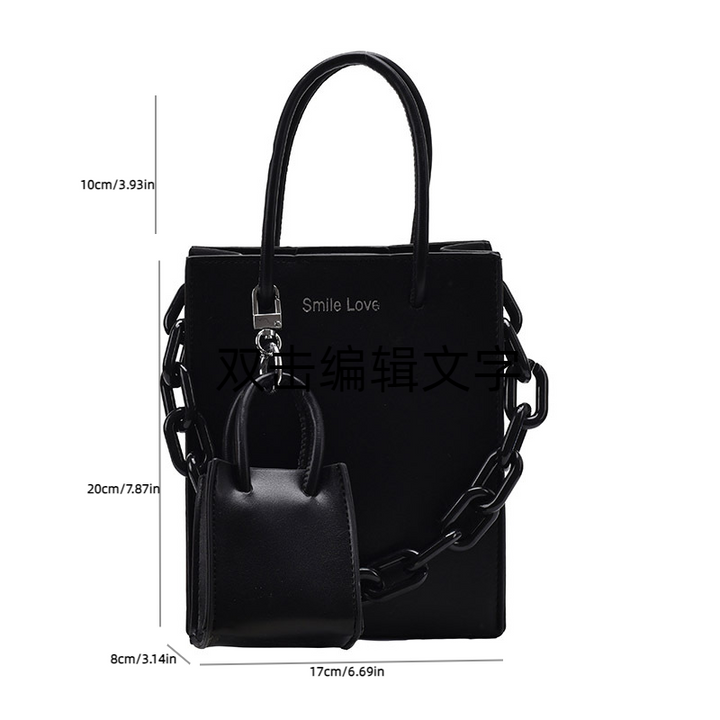 2Pcs Trendy Mini Handbag Set Solid Color Crossbody Bag Top Handle Purse