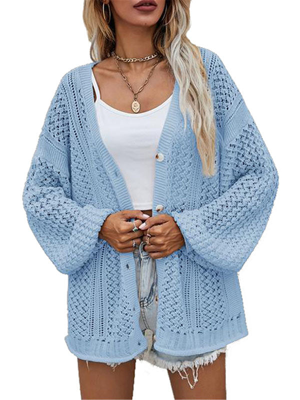 Women Crochet Cardigan Sweater Solid Color Oversized Summer Open Front Outwear