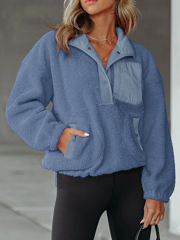 Women Sherpa Fleece Zip Sweatshirt Pullover Cozy Fuzzy Long Sleeve Pullover Jacket