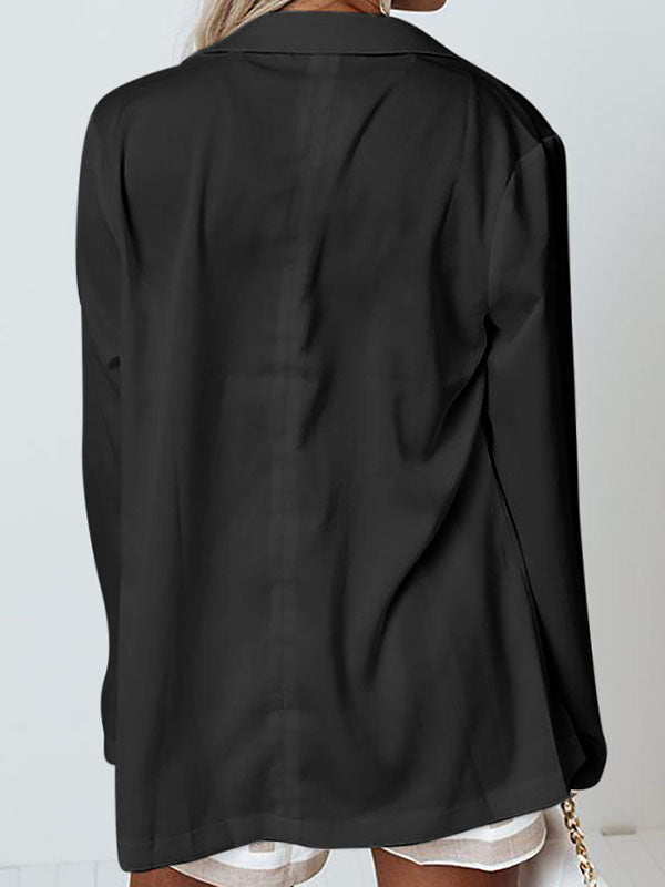 Women Lightweight Casual Open Front Blazer Suit Pockets Work Cardigan Jacket