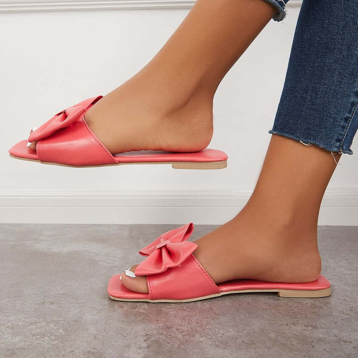 Bowknot Flat Slippers Slip on Slide Sandals