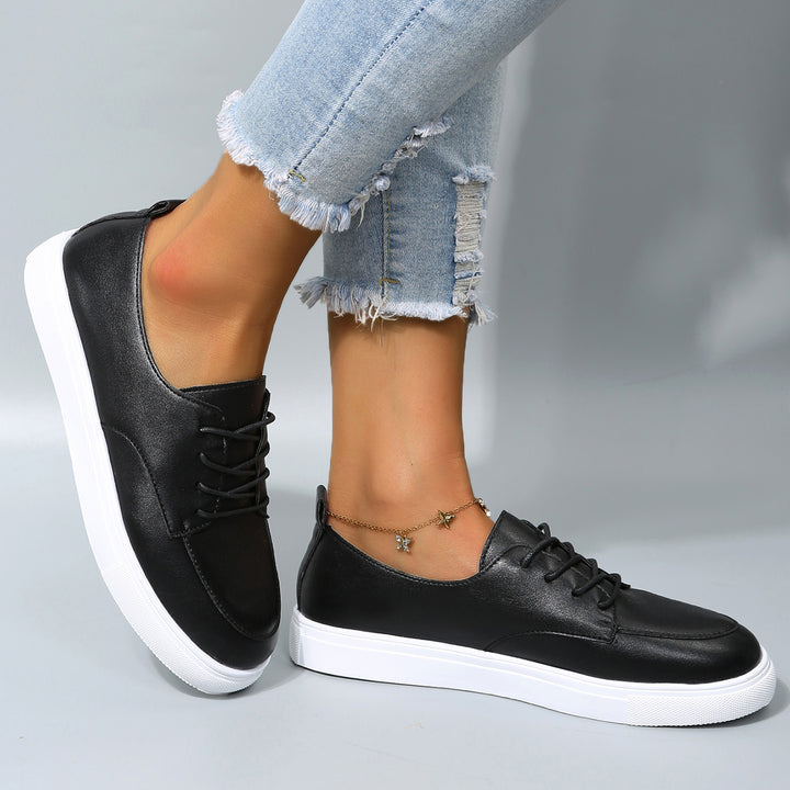 Black Low Top Platform Sneakers Slip on Loafers