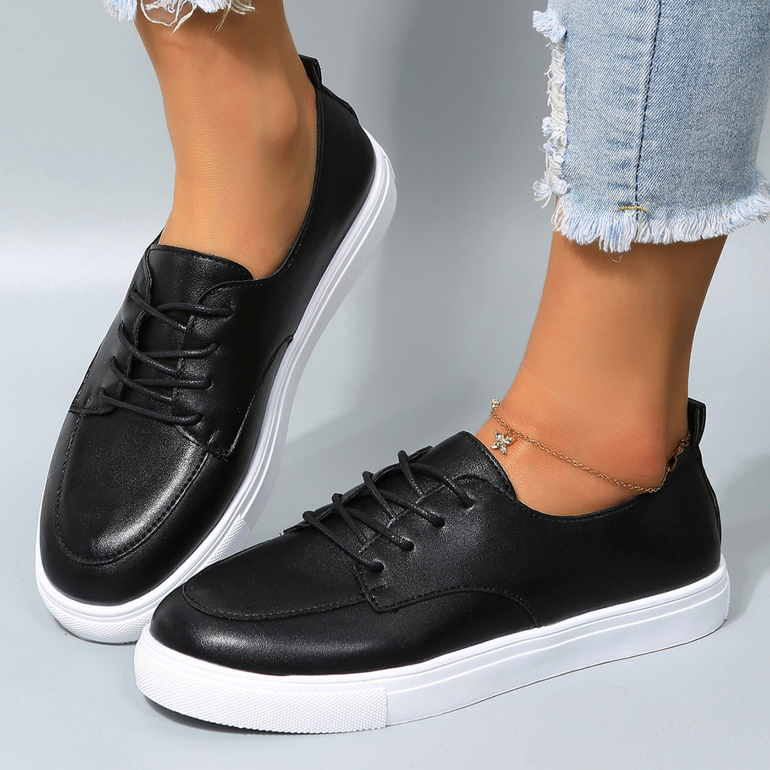 Black Low Top Platform Sneakers Slip on Loafers