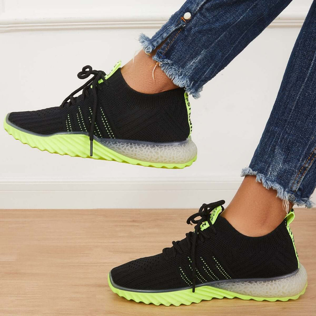Casual Tennis Running Walking Shoes Breathable Lace Up Knitted Sneakers