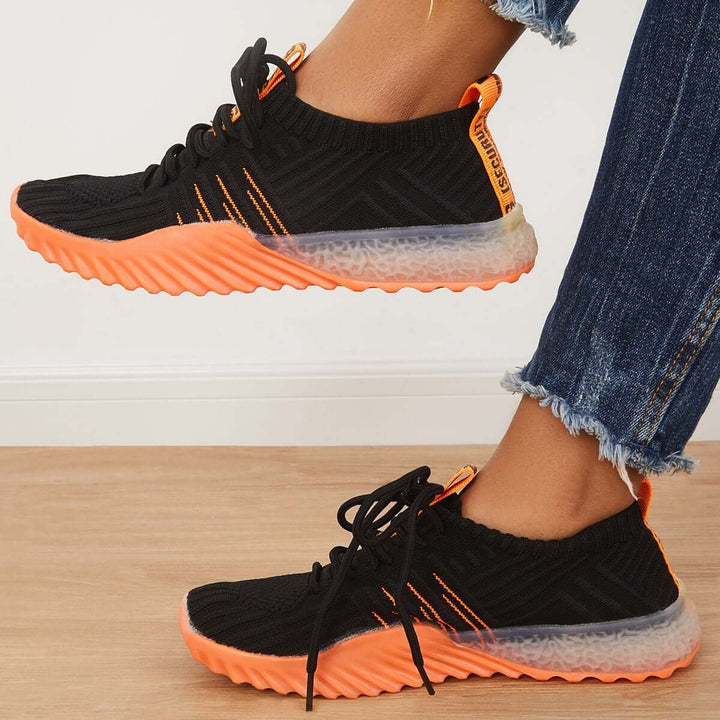 Casual Tennis Running Walking Shoes Breathable Lace Up Knitted Sneakers