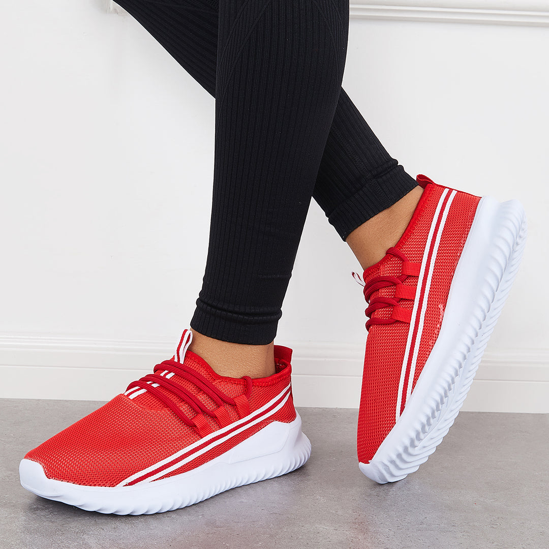 Lightweight Walking Shoes Lace Up Tennis Sneakers