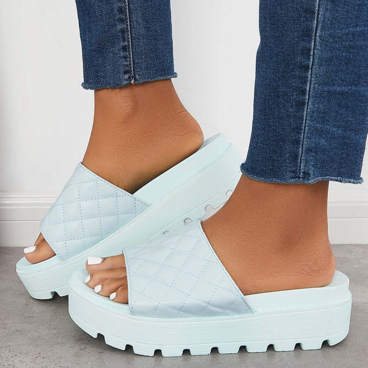 Casual Lug Sole Slide Sandals Slip-on Platform Slippers