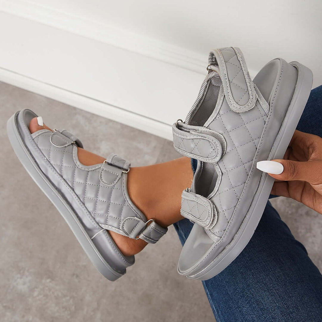 Open Toe Platform Heel Velcro Ankle Strap Sandals