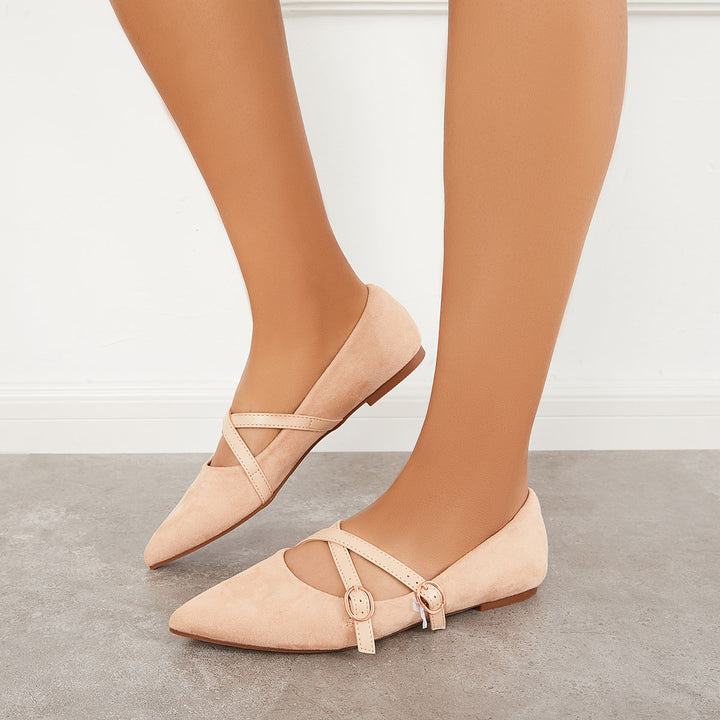 Pointed Toe Criss Cross Straps Flats Backless Loafers