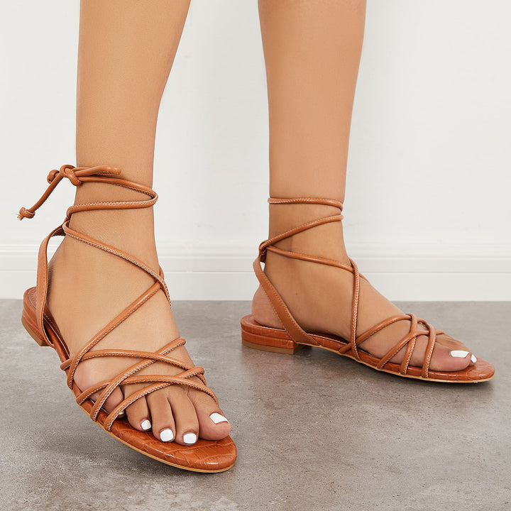 Lace up Criss Cross Strappy Sandals Ankle Wrap Beach Sandals