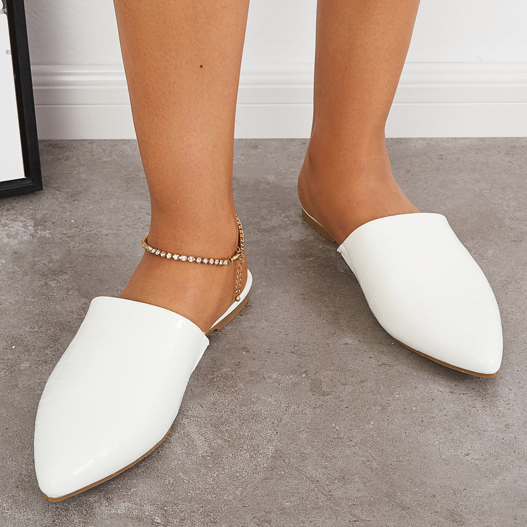 Slip on Backless Mules Pointed Toe Flat Slide Loafers