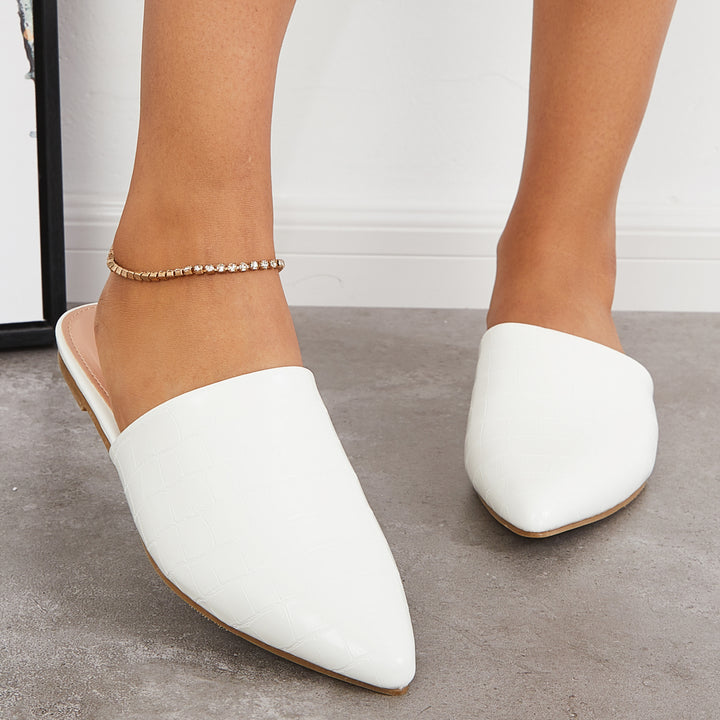 Slip on Backless Mules Pointed Toe Flat Slide Loafers