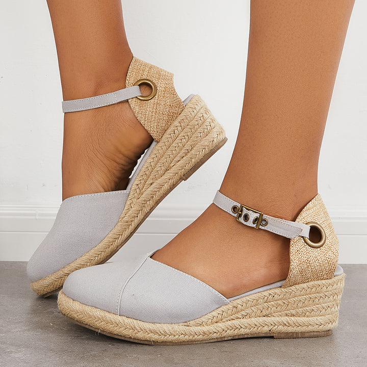 Summer Espadrille Platform Heel Wedges Ankle Strap Sandals