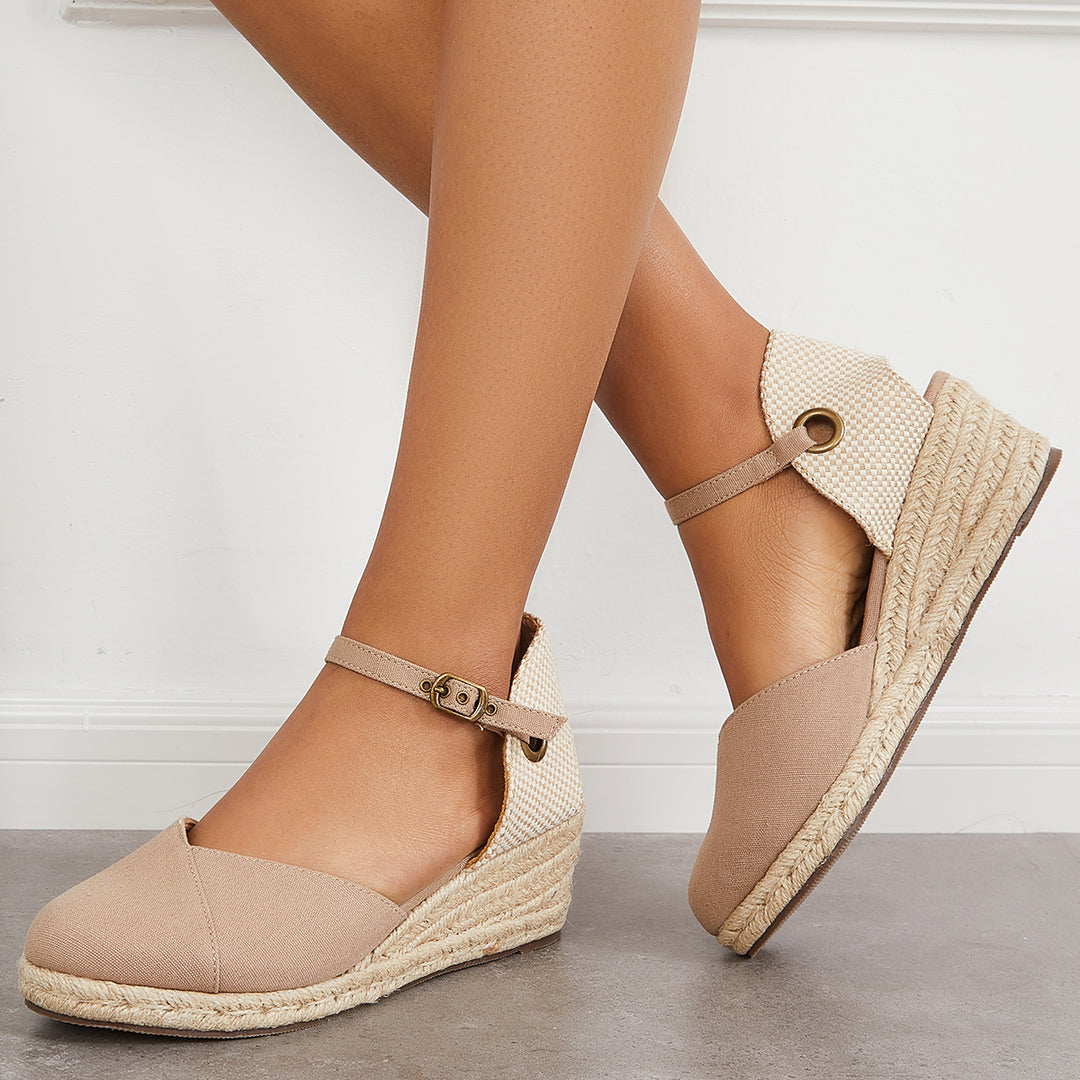Summer Espadrille Platform Heel Wedges Ankle Strap Sandals