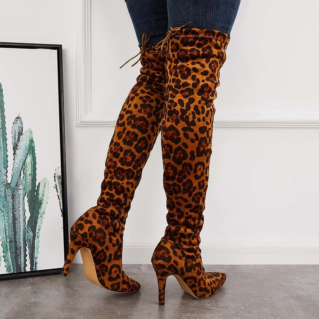 Stretchy Over The Knee Boots Pointed Toe Stiletto Heel Boots