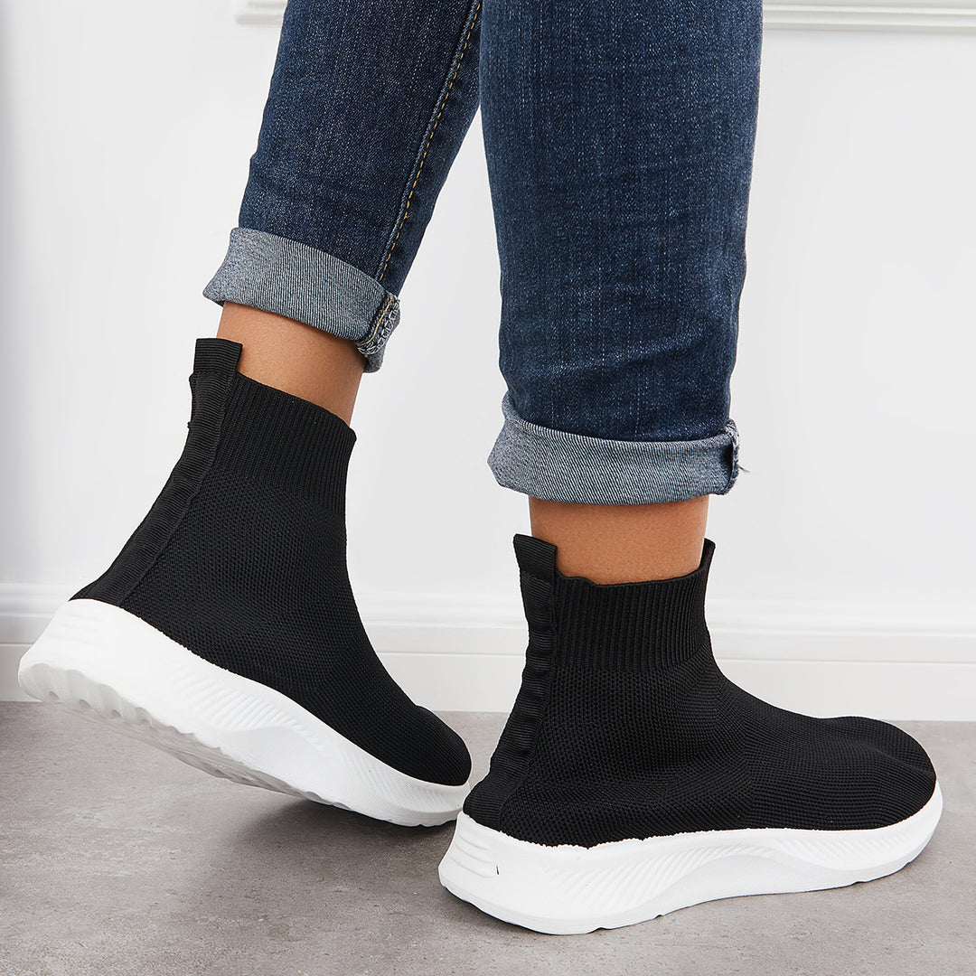 Mesh Knit High Top Sock Sneakers Lightweight Walking Shoes