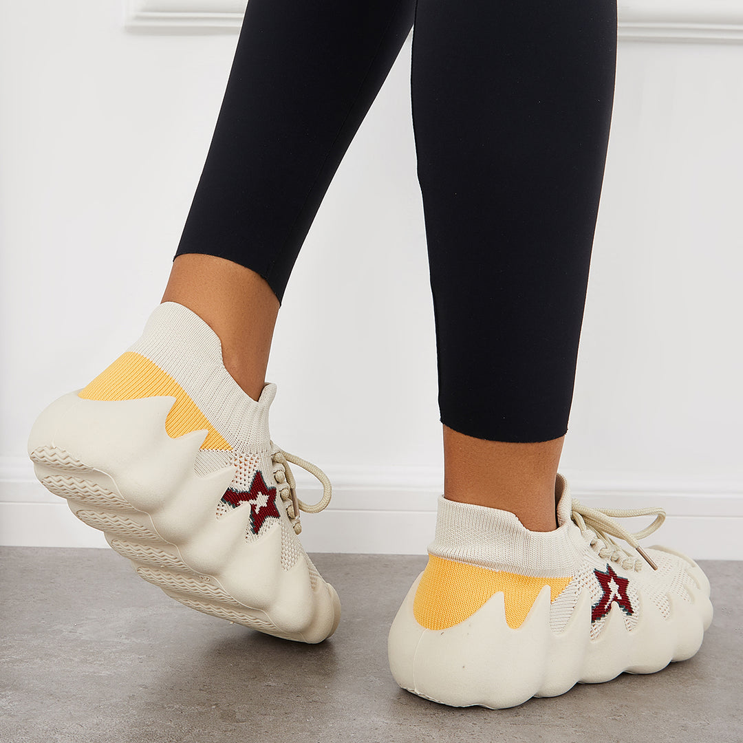 Lightweight Knit Sock Sneakers Slip on Mesh Running Shoes