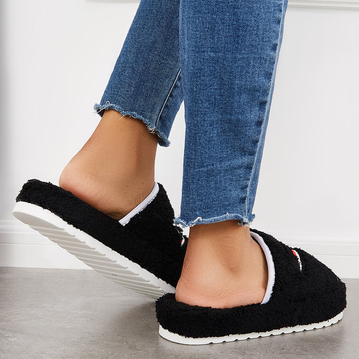 Warm Open Toe Flat Furry Slippers Cozy Slide Shoes