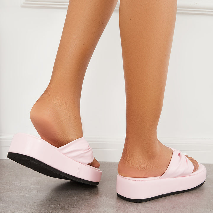 Platform Thong Sandals Slip on Flip Flops Slides