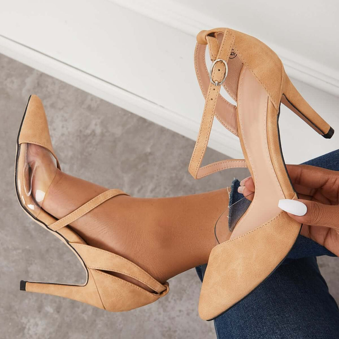 Pointed Toe Stiletto High Heels Ankle Strap Dress Pumps