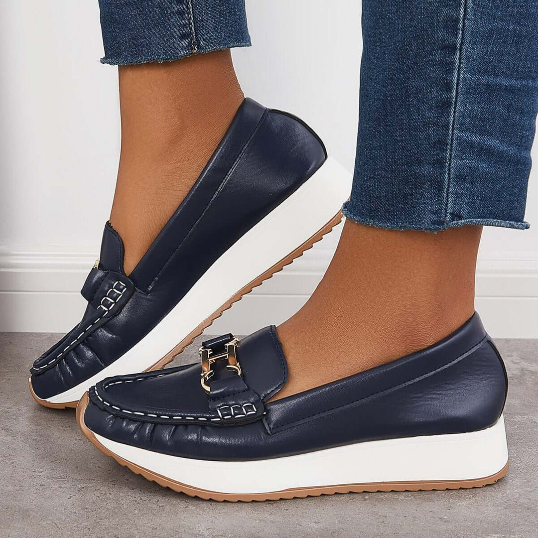Casual Comfortable Platform Loafers Slip on Flat Boat Shoes