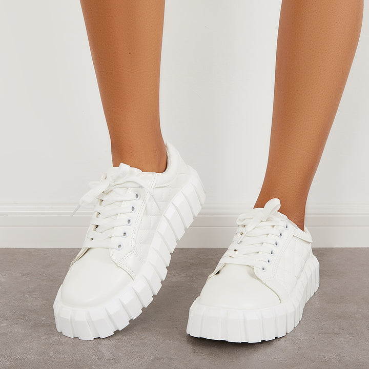 Casual Lace up Platform Sneakers Lightweight Walking Shoes