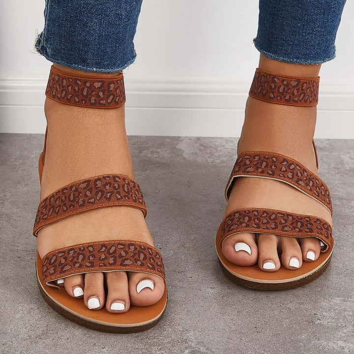 Open Toe Slip on Flats Ankle Strap Sandals