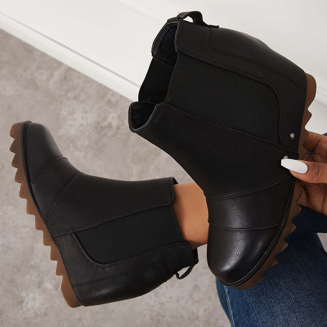 Non-Slip Hidden Wedge Chelsea Boots Pull on Ankle Booties