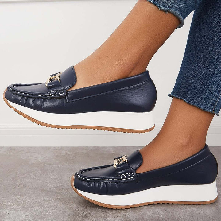 Casual Comfortable Platform Loafers Slip on Flat Boat Shoes
