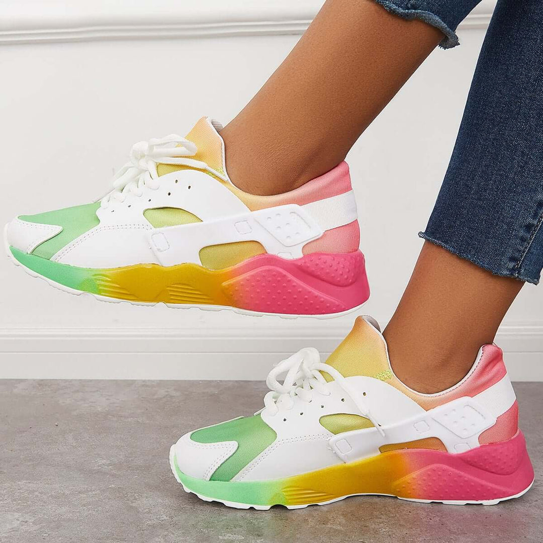 Colorblock Cliff Sneakers Lace up Front Chunky Sports Shoes