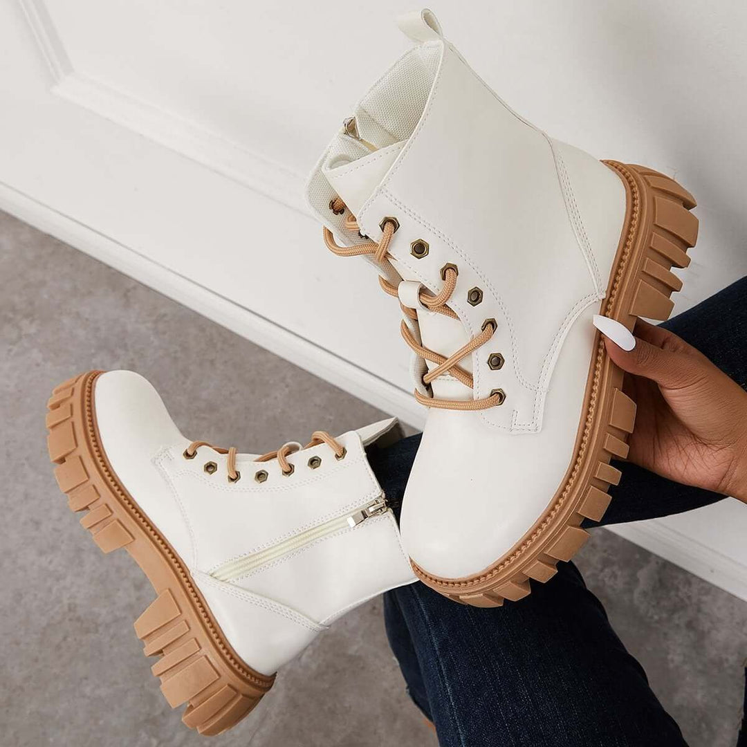Non Slip Lug Sole Combat Boots Chunky Platform Ankle Booties
